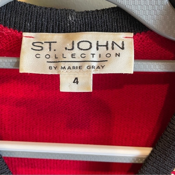 St. John by Marie Gray Vintage Red Knit Cardigan Sweater Jacket 4 - Picture 2 of 7